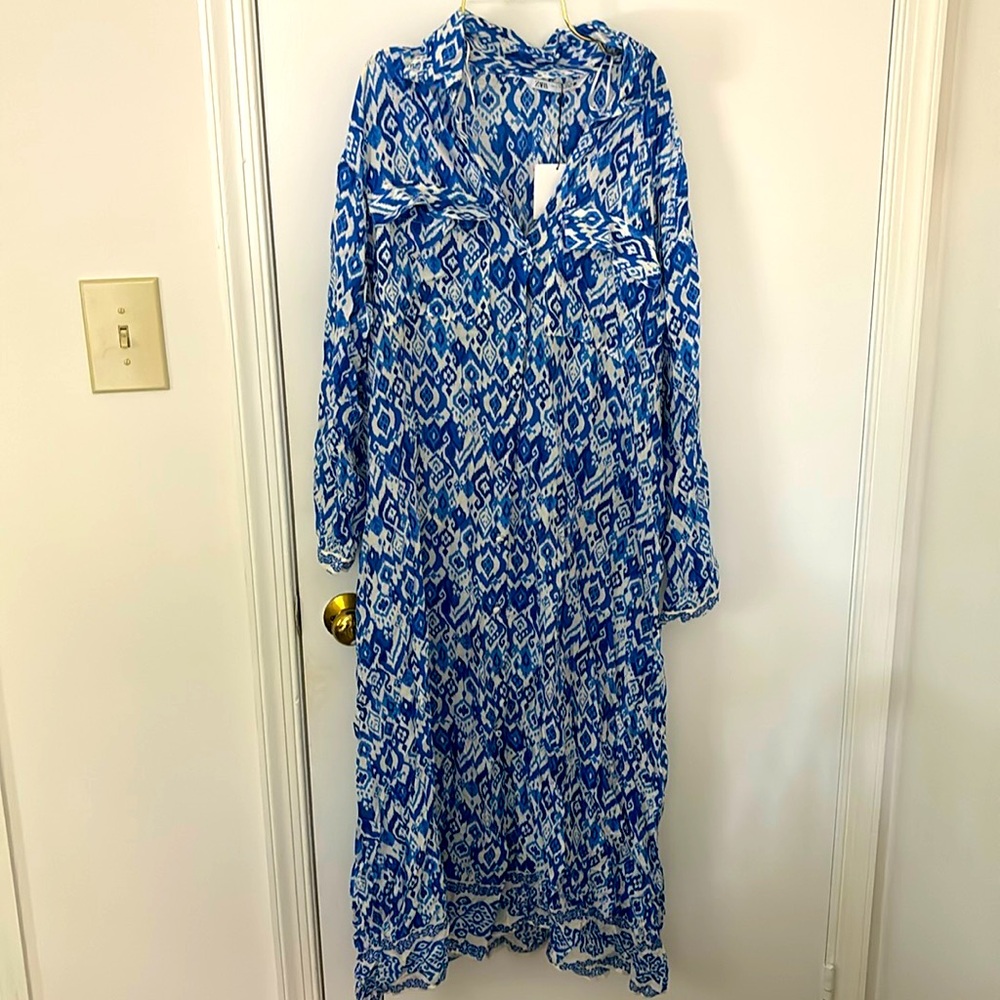 Zara blue pattern dress